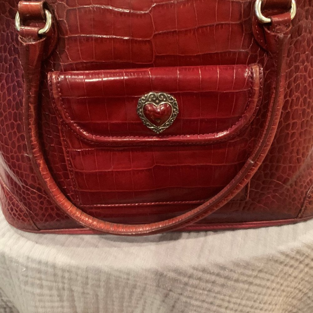 Brighton Classic Handbag. Red Croc Finish